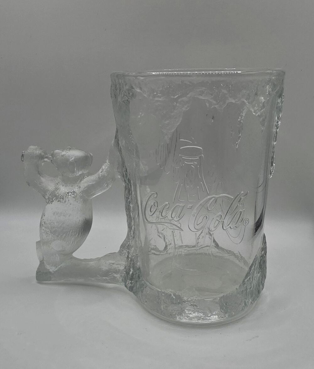 Coca-Cola Coke Vintage 1997 Polar Bear Clear Glass Mug Ice Tree Handle Cup Used